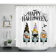 HVEST Halloween Gnome Shower Curtain, Candy Black Cat Pumpkin Farmhouse Autumn Shower Curtain, Happy Halloween Waterproof Polyester Fabric Fall Bathroom Decor with 12 Hooks, 72x78 Inches