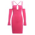thumbnail image 1 of SAYOO Vestido ajustado de manga larga para mujer, correa de espagueti ahuecada Color sólido Cremallera trasera Fiesta de noche Club Boda de una sola pieza SAYOO S M L, 1 of 9