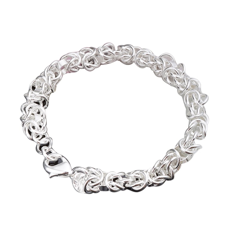 Jiaroswwei Women's 925 Sterling Silver Bracelet Bangle Chain, 21x0