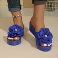 thumbnail image 2 of Women's Wedge Slide Sandals Casual Floral Decor Thick Sole Platform Wedge Heel Open Toe Summer Beach Slide Sandals for Women, 2 of 10