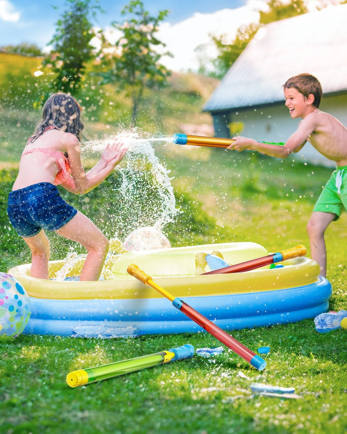 5Pcs Water Pump Gun for Kids 4-8 Year, Water Squirter Blaster for Summer Swimming Pool, Backyard, Beach Outdoor Toys