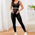 thumbnail image 2 of Gyujnb 2 Piece Maternity Yoga Outfit Ribbed Tank Top High Waist Stretch Leggings Seamless Workout Loungewear Set For Pregnant Women,L, 2 of 6
