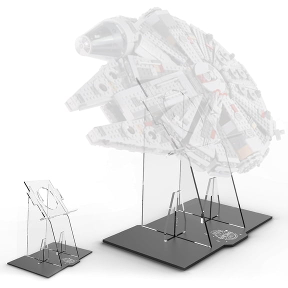 Display Stand Compatible with Lego Millennium Falcon 75105 Building Set, Acrylic Display Holder, Vertical Display Bracket for Lego 75105
