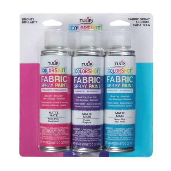 Tulip ColorShot Bright 3-Pack - Aerosol Fabric Spray Paint Set for Clothing & DIY Projects