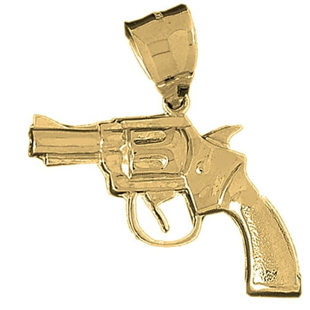 10K Yellow Gold Revolver Gun Pendant - 42 mm