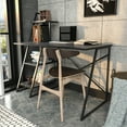 thumbnail image 4 of Decorotika Admira Home Office Metal Computer/Writing Desk with 3 Tier Tower Shelves - Marble Finish Black, 4 of 5