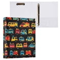 thumbnail image 3 of Haosy 2 Pack Hardcover 3 Ring Binder 1.5 Inch Ring Decorative Binder Organizer for Home School Office, Fire Trucks, 3 of 10