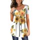 thumbnail image 1 of ICHUANYI Clearance Women Fashion V- Neck Floral Printed Tunic Tops Buttons Short Sleeve T-shirt(White, M) ICHUANYI WER2023081006086, 1 of 7