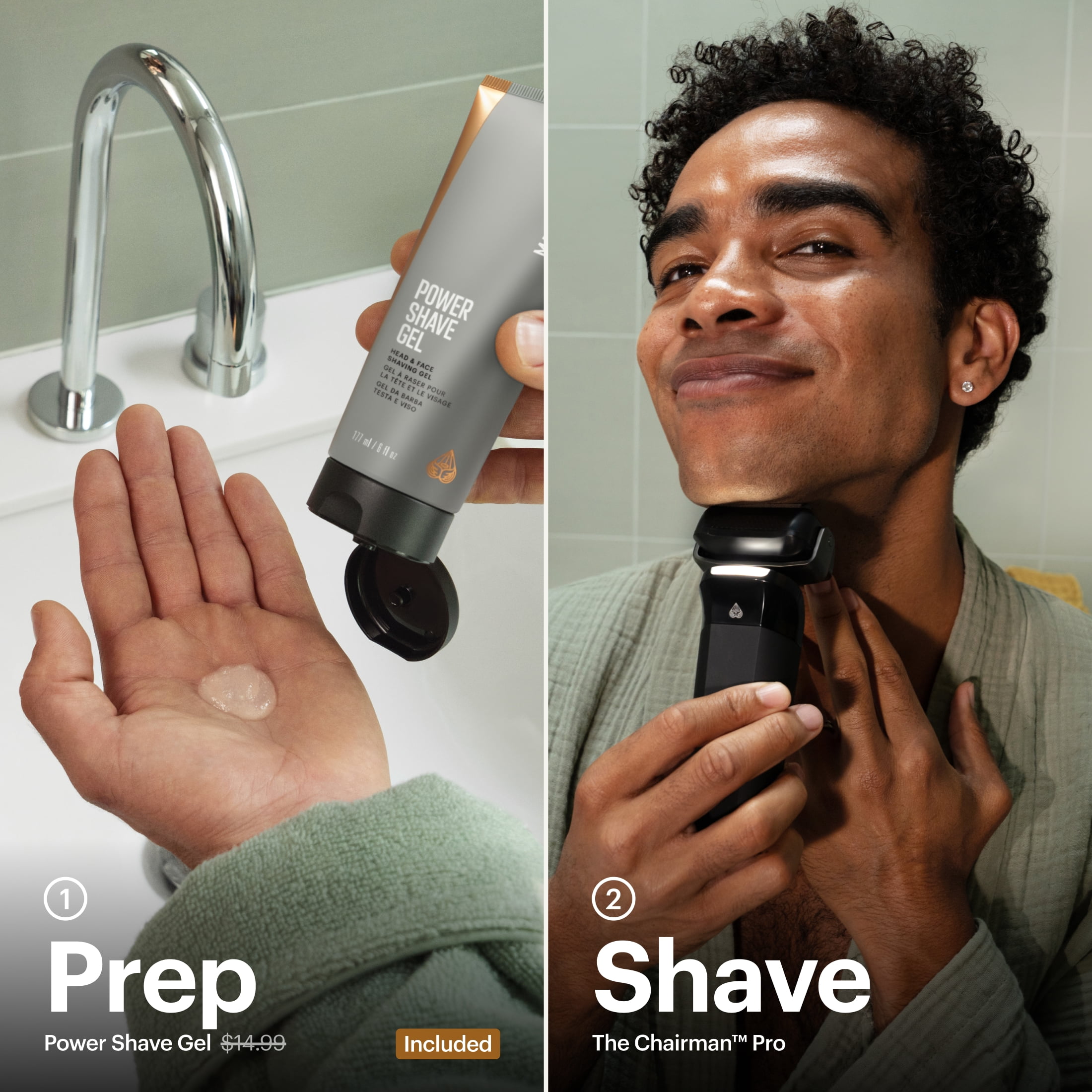 Manscaped Chairman Pro Precision Pack Foil Face Shaver & SkinSafe Face Stubble Trimmer with Shave Gel