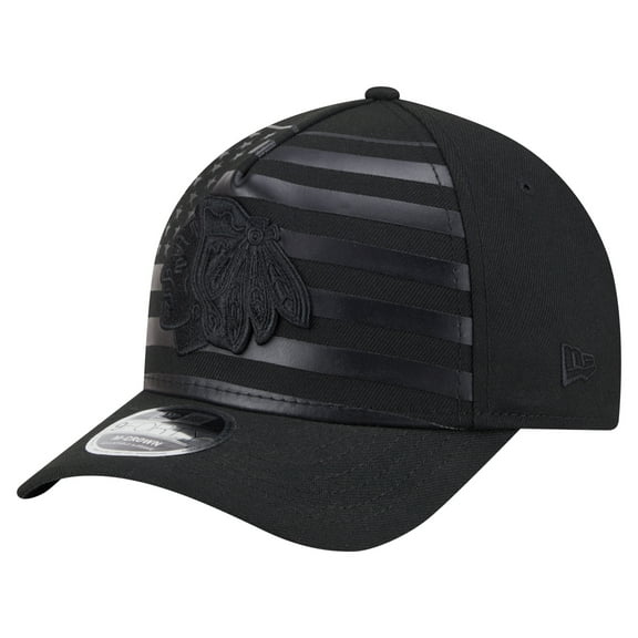 Men's-New Era  Black Chicago Blackhawks Game Day Stealth Flag 9FORTY A-Frame Adjustable Hat