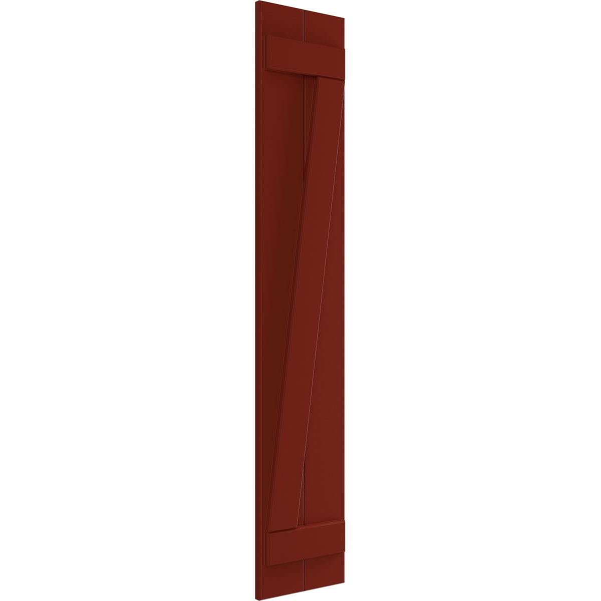Ekena Millwork 10 3/4"W x 80"H True Fit PVC Two Board Joined Board-n-Batten Shutters w/Z-Bar, Pepper Red (Per Pair - Hardware Not Included)