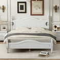 thumbnail image 1 of Noble House Queen Size Wood Platform Bed Frame,Retro Style with Wooden Slat Support,White, 1 of 11