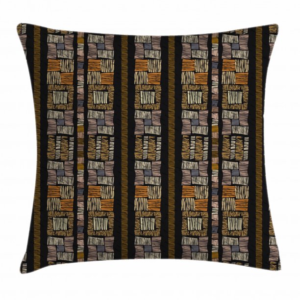 Zambia Throw Pillow Cushion Cover, Authentic Bohemian African Primitive