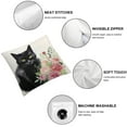 thumbnail image 4 of COMIO  Black Cat and Watercolor Flower Farmhouse Pillow Cover Decorative Square Throw Pillow Cover for Sofa Couch Decoration  2Pcs, 4 of 6