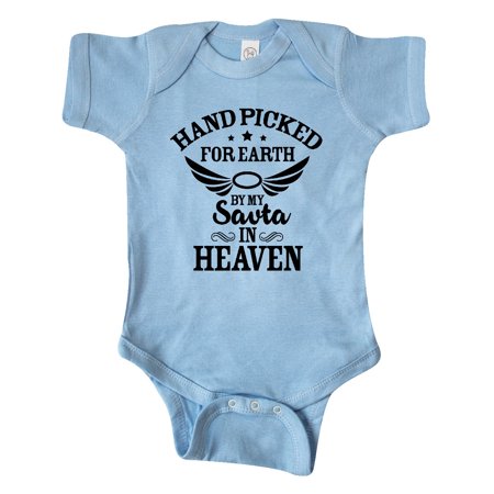 

Inktastic Handpicked for Earth By My Savta in Heaven with Angel Wings Gift Baby Boy or Baby Girl Bodysuit