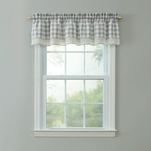 BrylaneHome Buffalo Check Rod-Pocket Valance
