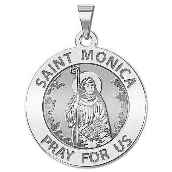 PicturesOnGold.com Saint Monica Religious Medal Necklace Pendants Adult - 3/4 inch Sterling Silver
