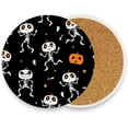 thumbnail image 2 of Coolnut Halloween Cute Skeleton Coasters for Drinks Set of 4, Absorbent Ceramic Drink Coaster with Cork Base for Wooden Coffee Table, Cool Housewarming Gift for Home Decor Gifts, 2 of 6