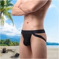 thumbnail image 2 of SELONE Men G-String Briefs Casual Breathable Underwear Loose Elastic Waistband Pouch Slim Wear Black 2XL, 2 of 6