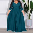 thumbnail image 1 of Evening Party Sexy Solid Color V-Neck High Waist Three Quarter Sleeve Pullover Maxi Princess Dress Plus Size Women's ClothingXL Gao Jinjia LED, 1 of 2