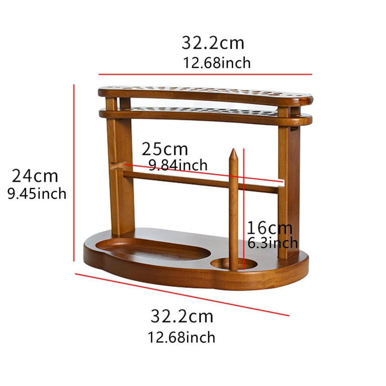 J JACKCUBE DESIGN Wooden Yarn Holder With Storage Tray & 12 Hooks – Anti-Slip Crochet & Knitting Organizer