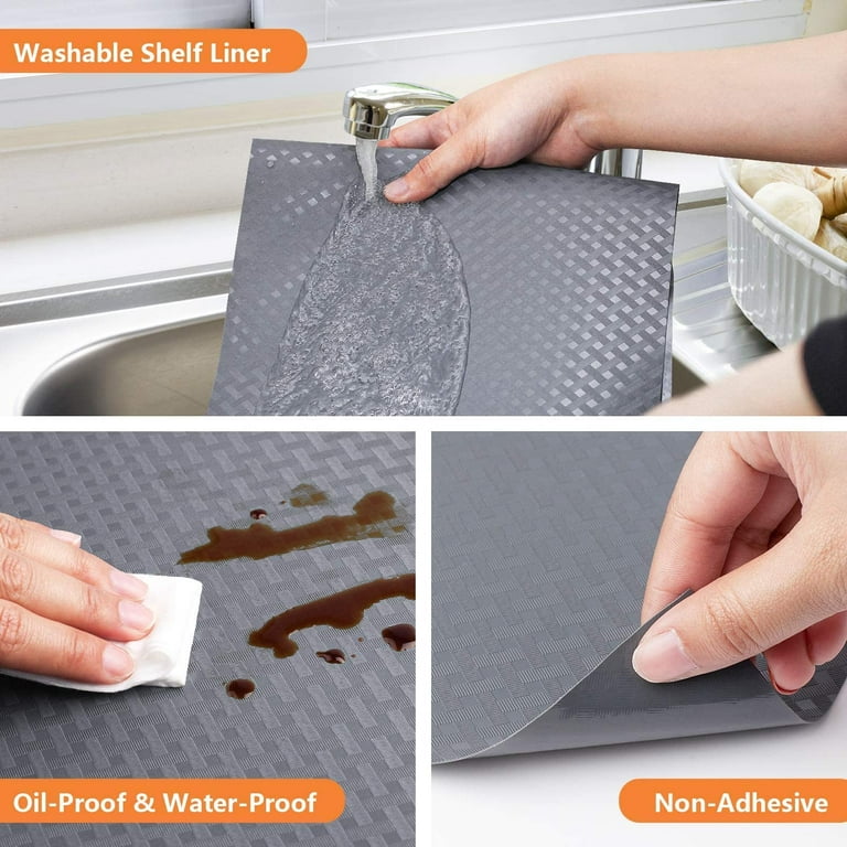 Shelf Liner Silicone Shelf Liners for Kitchen Cabinets Non-Adhesive  Non-Slip Waterproof Cabinet Liner Drawer Liner Refrigerator Liners Durable  & Reusable (12 Inch x 10 FT, Translucent-White) 