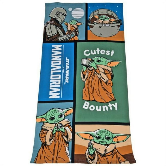 Star Wars 845674 27 x 54 in. Star Wars the Mandalorian the Child Montage Beach Towel
