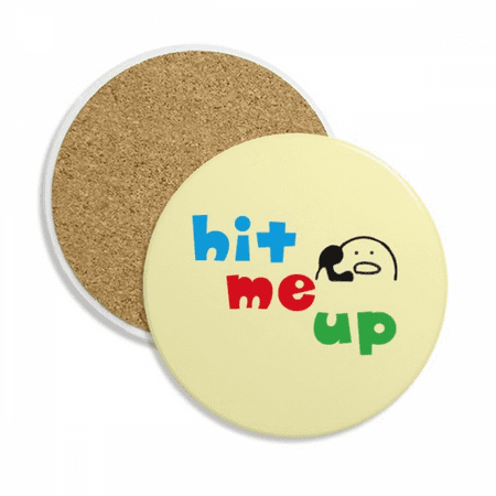 

Hit Me Up Lovely Expression Fashionable Coaster Cup Mug Tabletop Protection Absorbent Stone