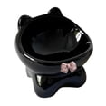 thumbnail image 4 of Tazones de gato s Contenedor de alimentos Anti vómitos Protección contra el cuello Cerámica y tazón de agua para gatos pequeños, medianos y negro, 4 of 8