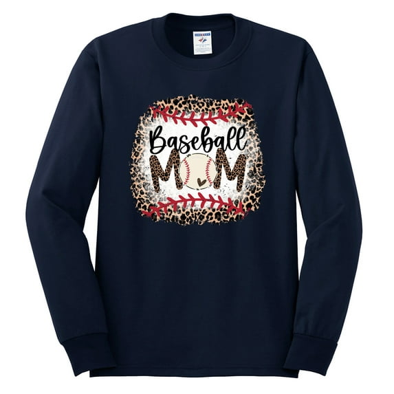 Baseball Mom Jaguar Print Sports Mens Long Sleeve Shirt, Navy, 3X-Large