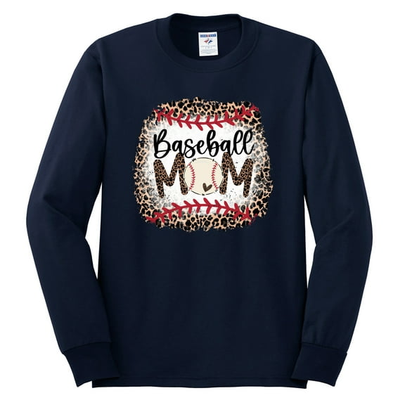 Baseball Mom Jaguar Print Sports Mens Long Sleeve Shirt, Navy, Medium