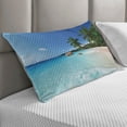 thumbnail image 2 of Ocean Quilted Pillowcover, Anse Lazio Beach at Praslin Island Surfing Beach Scenic View Travel, Standard King Size Accent Pillow Cover for Bedroom, 36" x 20", Turquoise Blue Green, by Ambesonne, 2 of 2