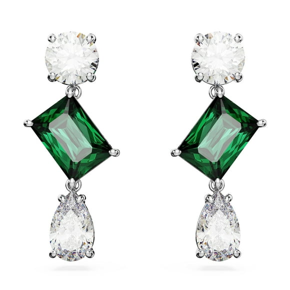 Pendientes Swarovski Mesmera Drop Green/Clear Stones Rodio