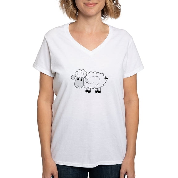 CafePress - Sheep T Shirt - Womens Cotton V-Neck T-shirt