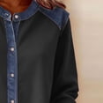 thumbnail image 6 of hotojiny Women's Denim Shirt Oversized Denim Button Down Shirt Fashion Patchwork Jean Tops Long Sleeve Casual Tshirt Streetwear, 6 of 7