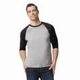 thumbnail image 3 of Gildan Heavy Cotton Raglan Three-Quarter Sleeve T-Shirt Unisex Classic fit Tee, Men's Raglan T-Shirt, Sport Grey/ Black S, 3 of 6
