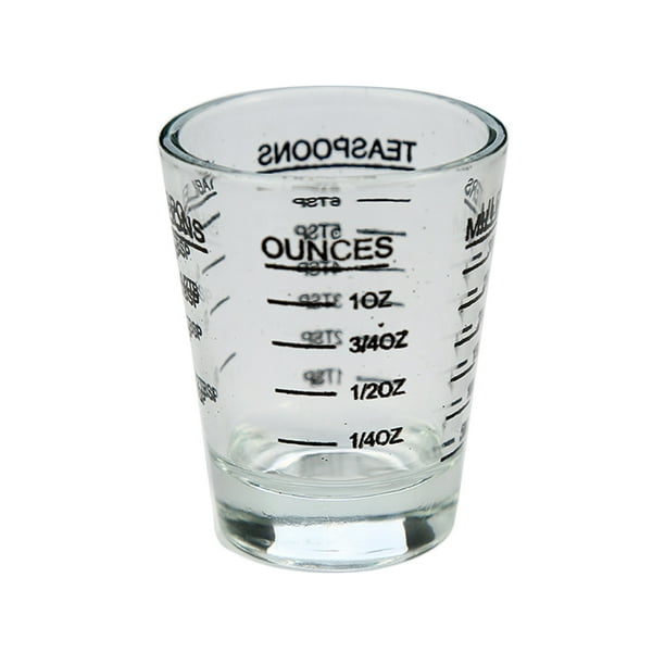 Vaso medidor de vidrio de 30 ml, vaso para espresso, vaso de onzas con escala, utensilios de cocina (negro)