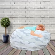 Bean Bag Chair for Kids - Stuffed Animal Toy Storage Cover with zipper - Grey Camo X-Large - Toddlers, Teens, Boys, Girls - Playroom, Bedroom Decor