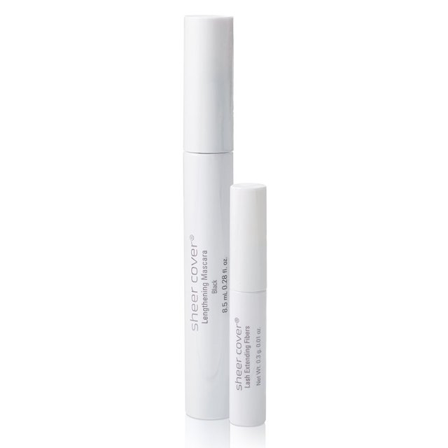 Sheer Cover - Dúo de rímel voluminizador y fibras alargadoras - Rímel negro alargador - Fibras extensoras de pestañas -8,5 mililitros