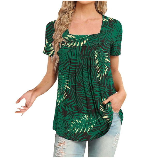 Fiudx Camisetas para Mujer Mujer Moda Casual Manga Corta Suelta Camiseta Blusa Tops