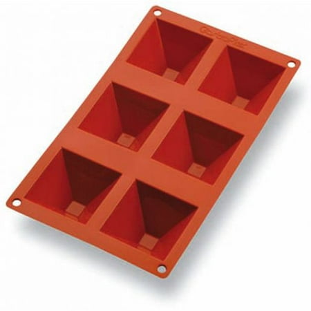 

Matfer 257921 Pyramid 2 3/4 Long x 2 3/4 Wide x 1 1/2 High 6-Piece Per Sheet Non-Stick Gastroflex Silicone 11 3/16 x 6 7/8 Flexible Mold Each