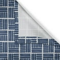 thumbnail image 4 of Ambesonne Navy Blue Grommet Curtain Single Panel, Stripes in Squares, 50"x60", Night Blue and White, 4 of 5