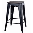 thumbnail image 6 of AmeriHome Black 24 inch Metal Backless Bar Stool  Wood Seat with Dark Elm Finish- 4 Piece, 6 of 7