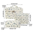 thumbnail image 3 of ZZkhGO Large Capacity Partitioned Storage Bag, Polyester Quilted Travel Organizer, Vintage Floral Makeup Pouch Set with 3 Sizes for Business Trips, 3 of 6