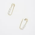 thumbnail image 1 of Elle Pearl and Gold Safety Pin Earrings, 1 of 4