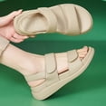 thumbnail image 5 of Womens Sandals Comfortable Footbed Arch Support Walking Shoes 2026 Summer Trendy Slingback Platform Flat Shoes Beige Size 8, 5 of 7