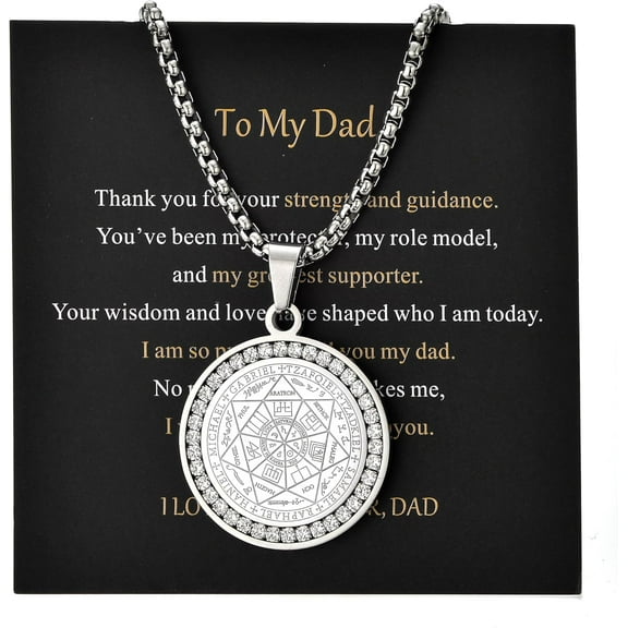 Seven Archangels Pendant Necklace For Men Women Protection Amulet Archangel Michael Coin Pendant Necklace Gabriel Uriel Spiritual Zircon Stainless Steel 22 2 inches