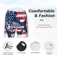 thumbnail image 3 of Rateoe bass fish with the USA flag Pattern Men’s Swim Shorts with Compression Liner – Double-Layered Quick-Dry Swimwear, Comfortable & Stretchy Beach Shorts-Small, 3 of 6