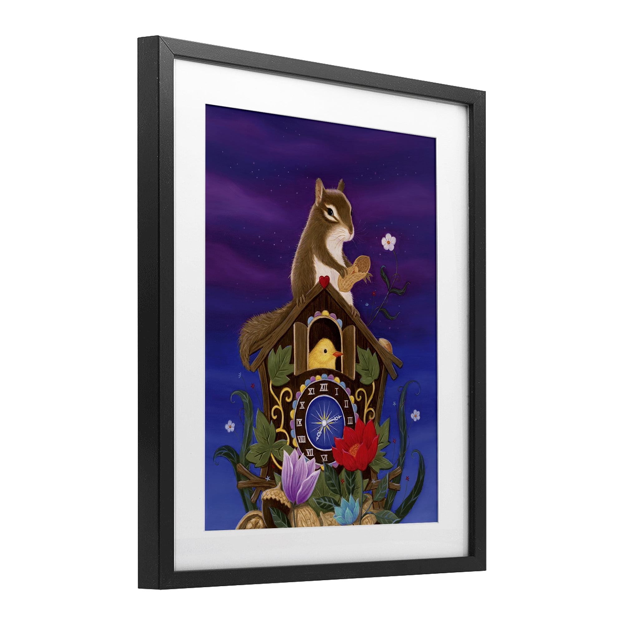 Stupell Industries Nighttime Snack Squirrel Black Framed Print Under Glass, design by Gina Matarazzo