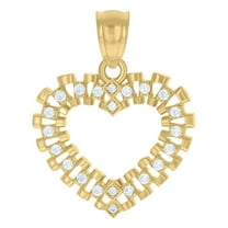 10kt Real Yellow Gold Womens Cubic-Zirconia Heart Charm Pendant